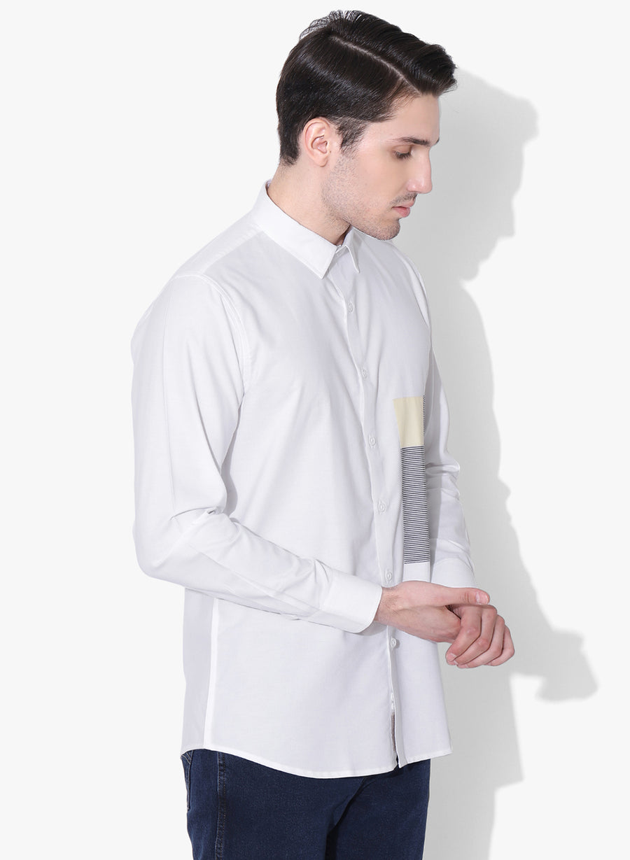 Shiro Color Block Cutaway Collar Shirt