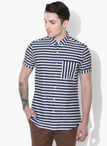 Naus Striper Cutaway Collar Shirt