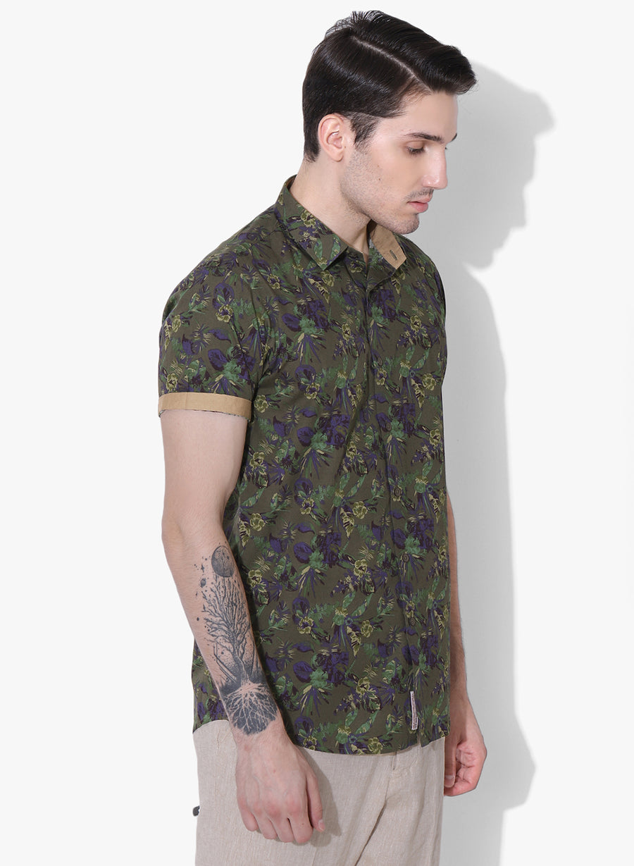 Bloom Print Half Sleeves Shirt