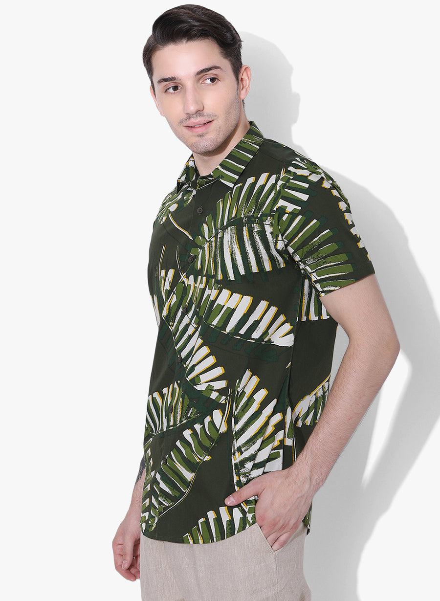 Palms Print Half Sleeves Shirt