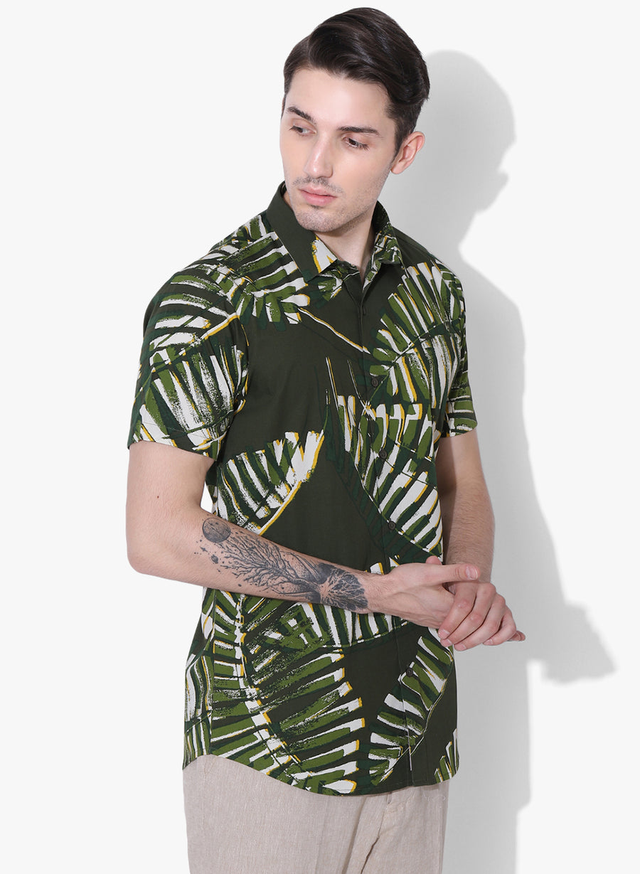 Palms Print Half Sleeves Shirt