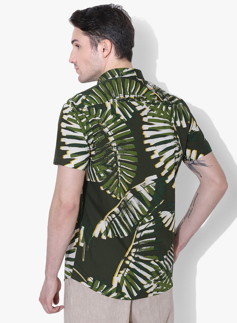 Palms Print Half Sleeves Shirt