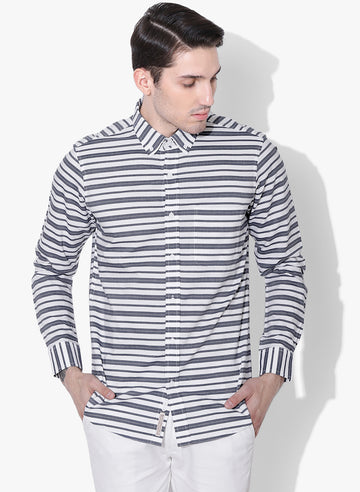 Blue Striper Full Sleeves Button Down Shirt