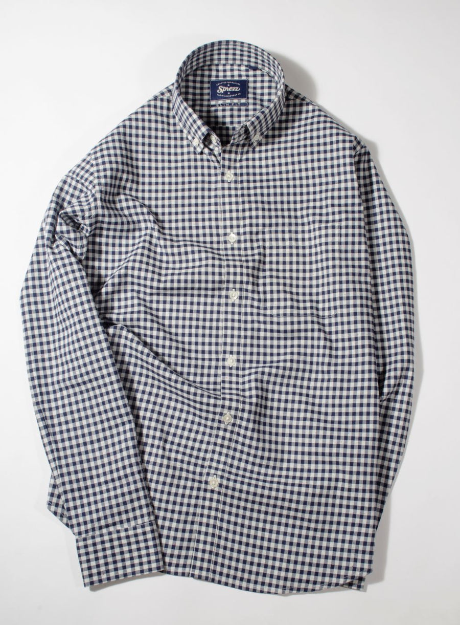Donegal Navy Blue Gingham Check Button Down Slim Fit Shirt