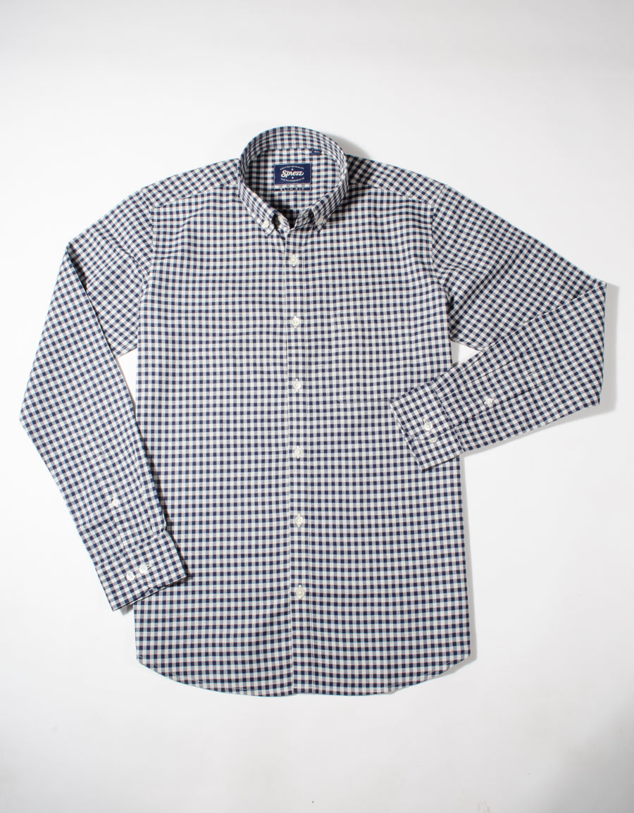 Donegal Navy Blue Gingham Check Button Down Slim Fit Shirt