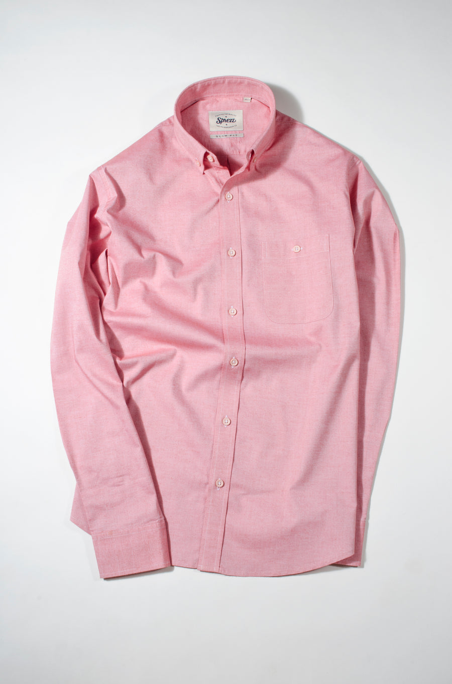 Salmon Pink Chambray Button Down Slim Fit Shirt