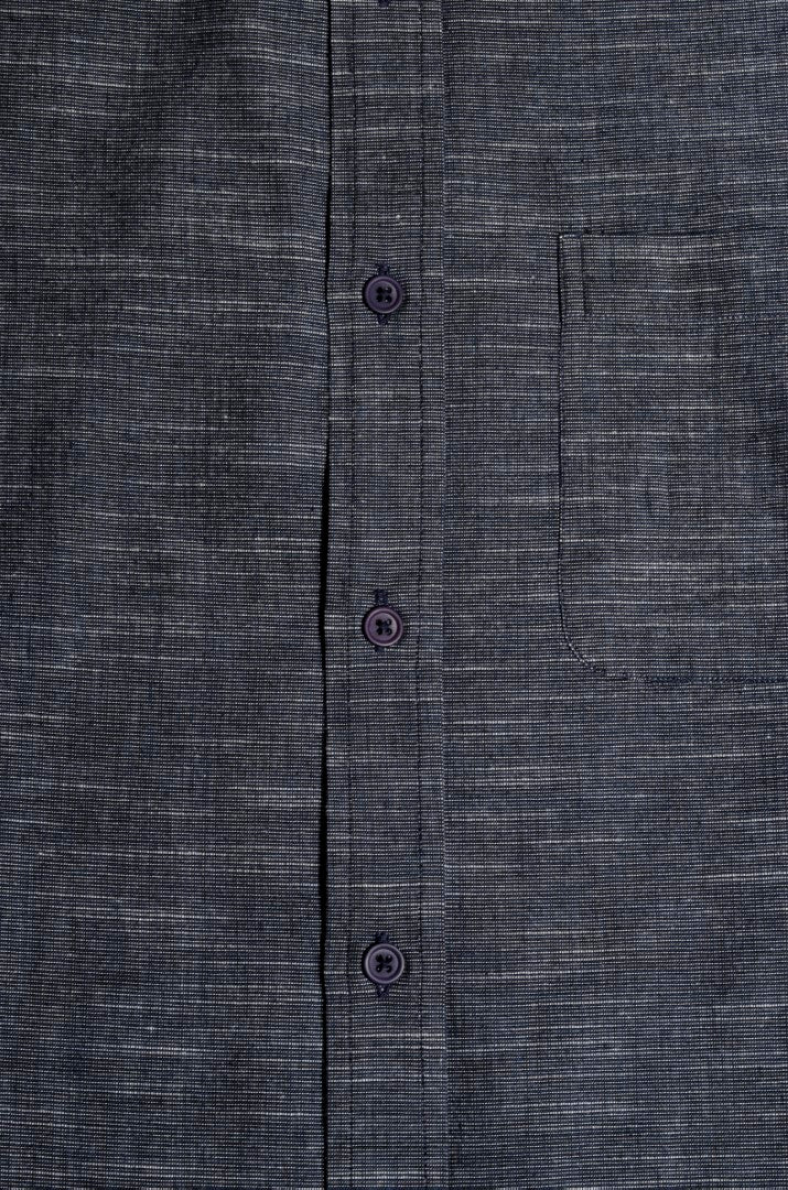 Slub Texture Indigo Button Down Slim Fit Shirt