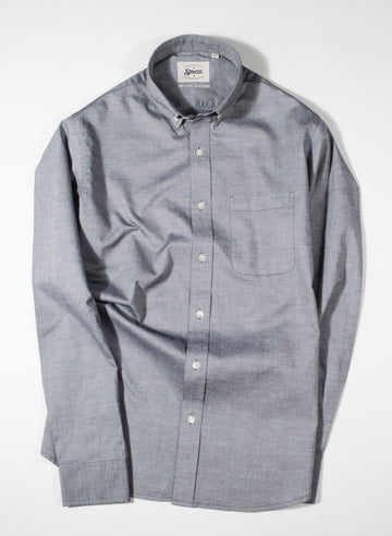 Charcoal Grey Chambray Button Down Slim Fit Shirt