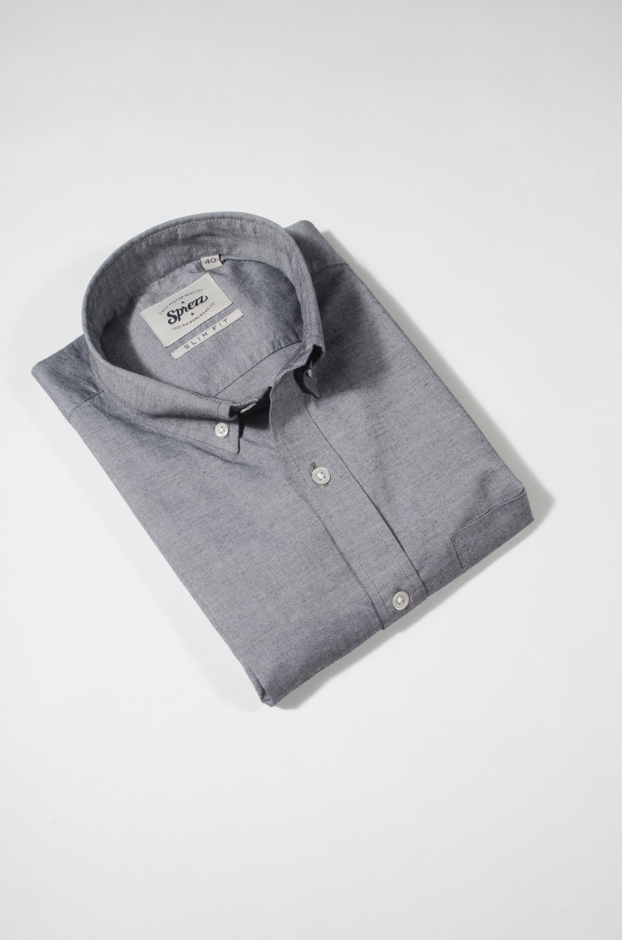 Charcoal Grey Chambray Button Down Slim Fit Shirt