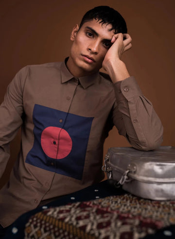 Cible Color Block Cutaway Collar Shirt