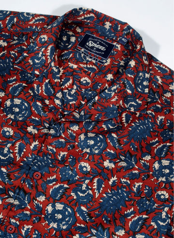 Buroku Floral Print Resort Collar Shirt