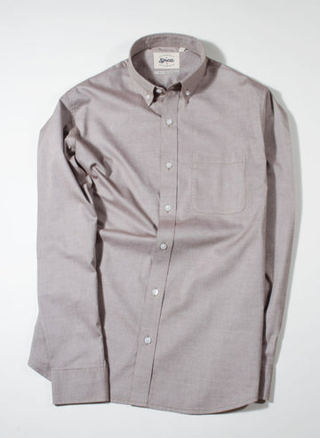 Dusty Brown Chambray Button Down Slim Fit Shirt