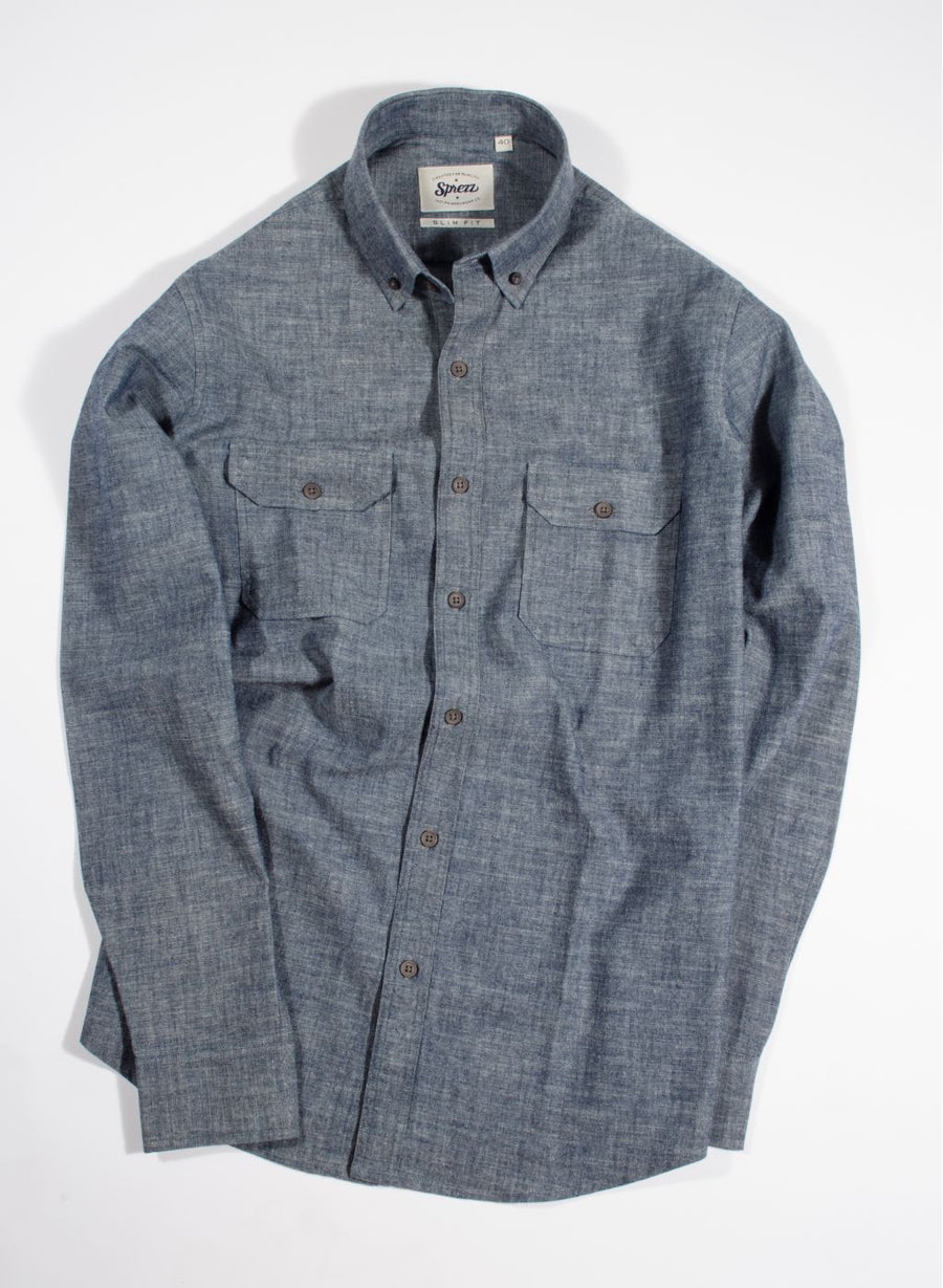 Denim Chambray Double Flap Pocket Shirt