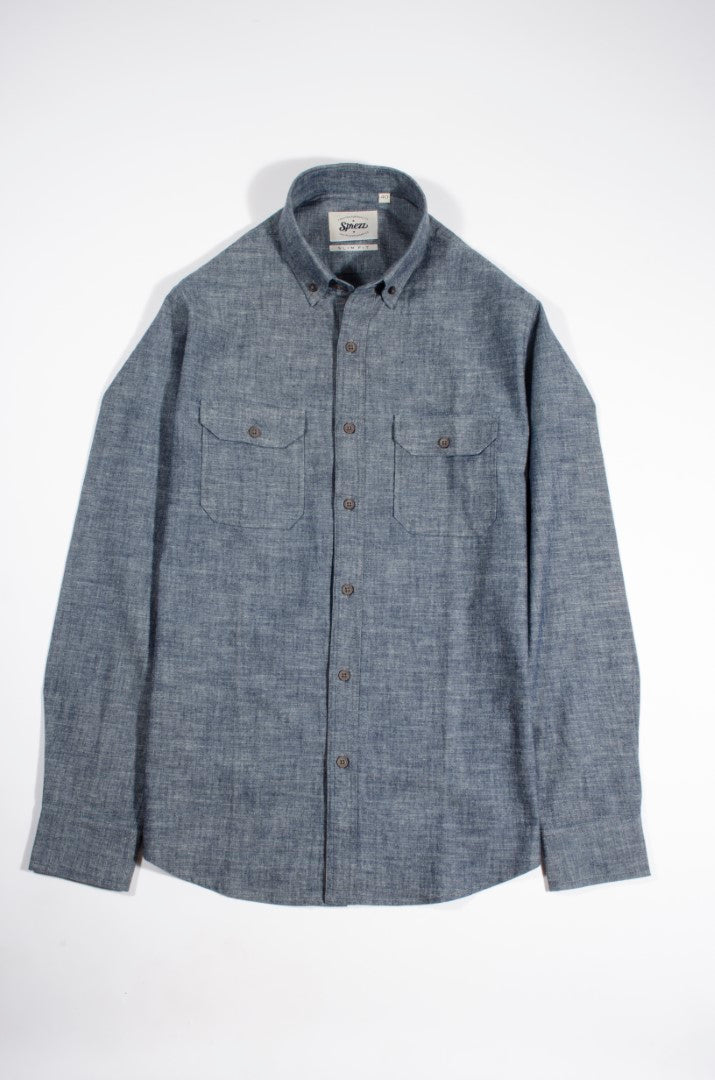 Denim Chambray Double Flap Pocket Shirt