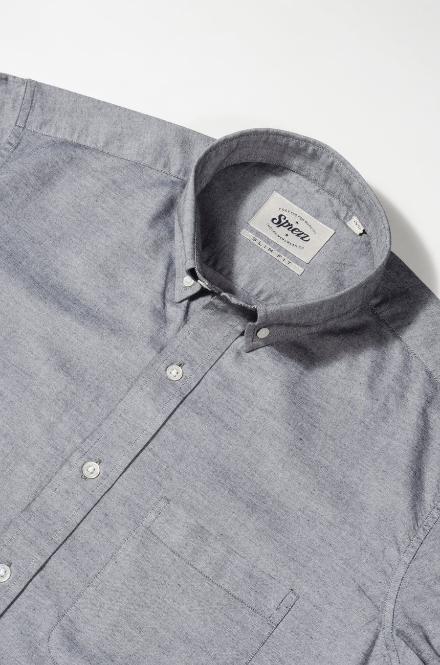 Charcoal Grey Chambray Button Down Slim Fit Shirt