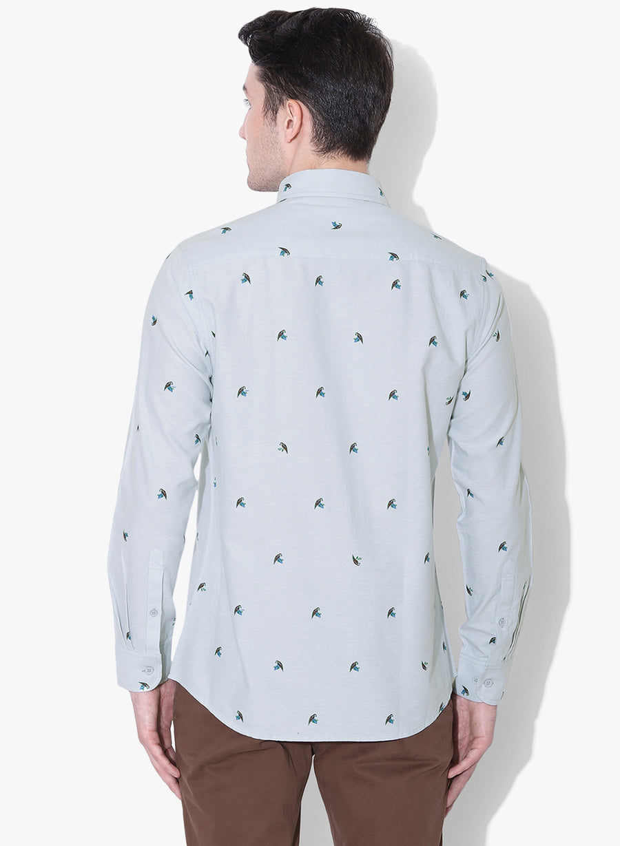 Bird of Prey Print Full Sleeves Button Down Shirt