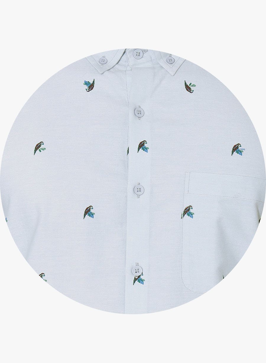 Bird of Prey Print Full Sleeves Button Down Shirt