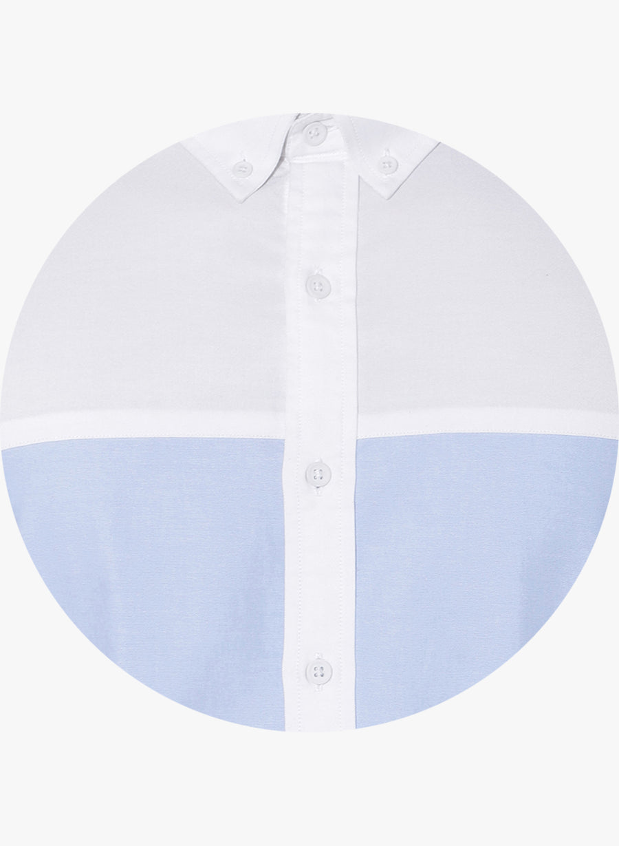 White Oxford Color Block Button Down Shirt